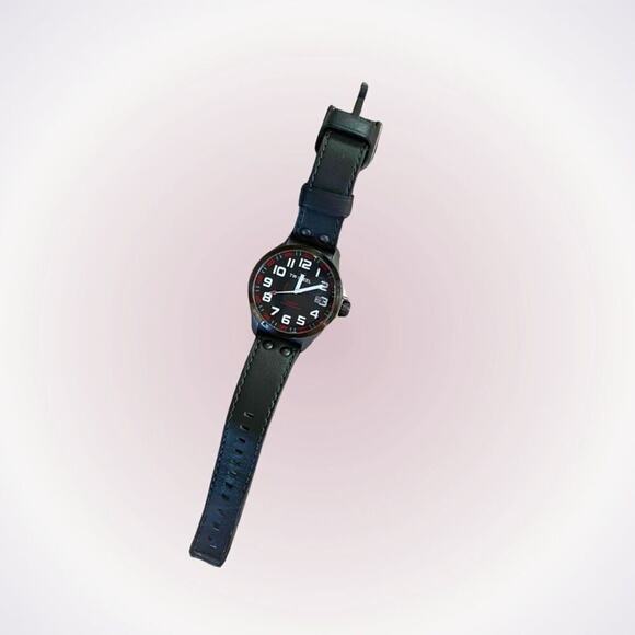 TW Steel Black Watch with Leather Strap | Sz OS - Picture 1 of 8